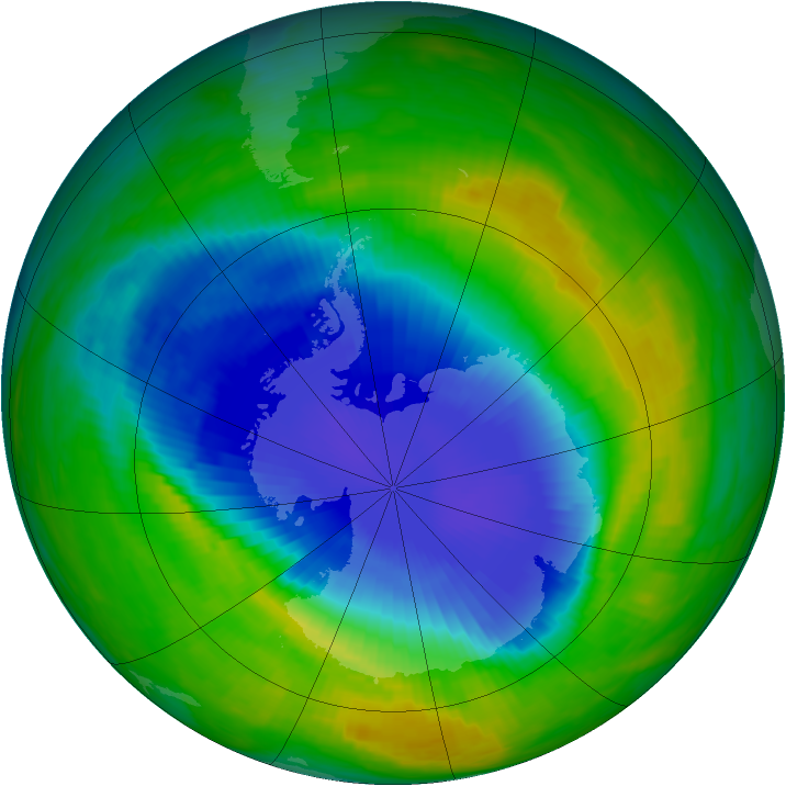Antarctic ozone map for 22 November 1987